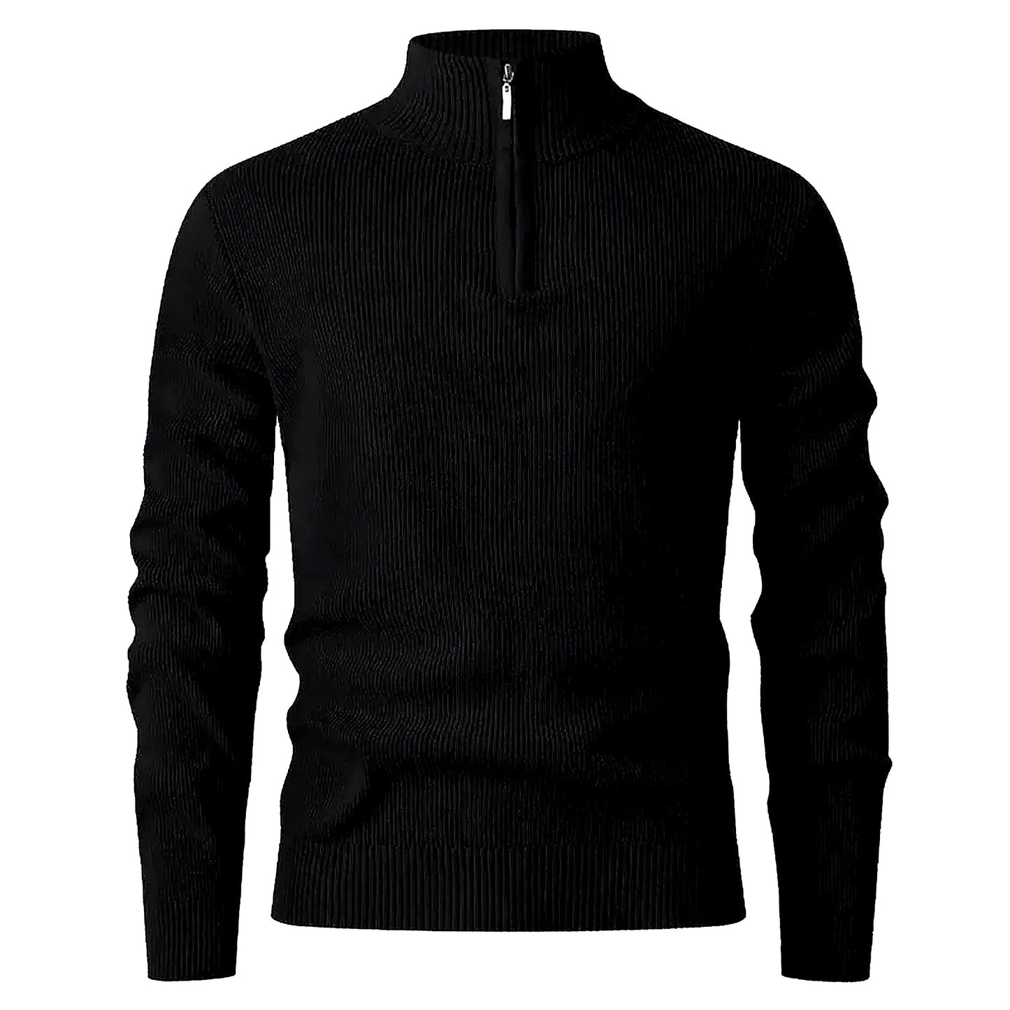 Halden Quarter Zip Knit Sweater in Black