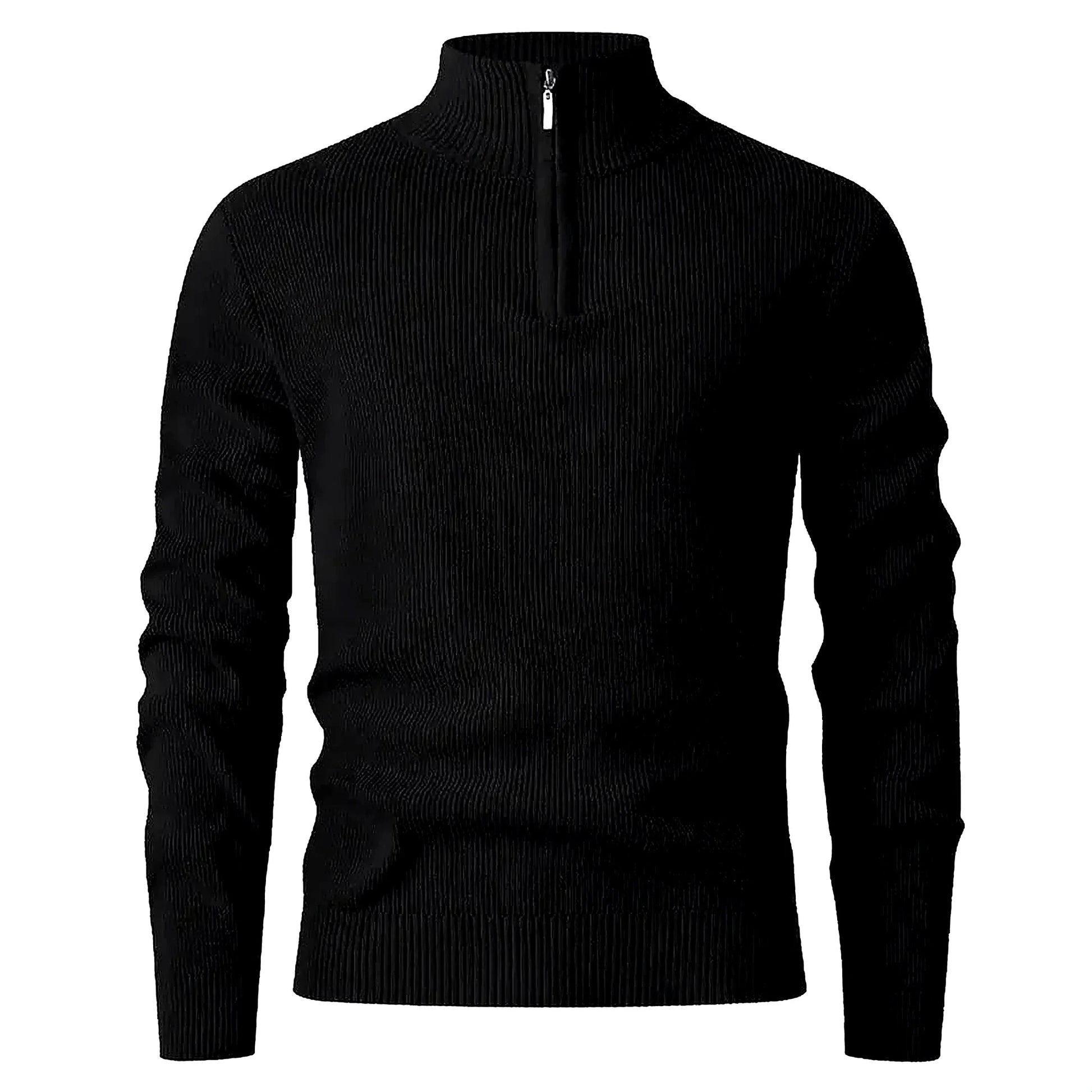 Halden Quarter Zip Knit Sweater in Black