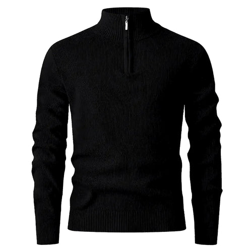 Halden Quarter Zip Knit Sweater in Black