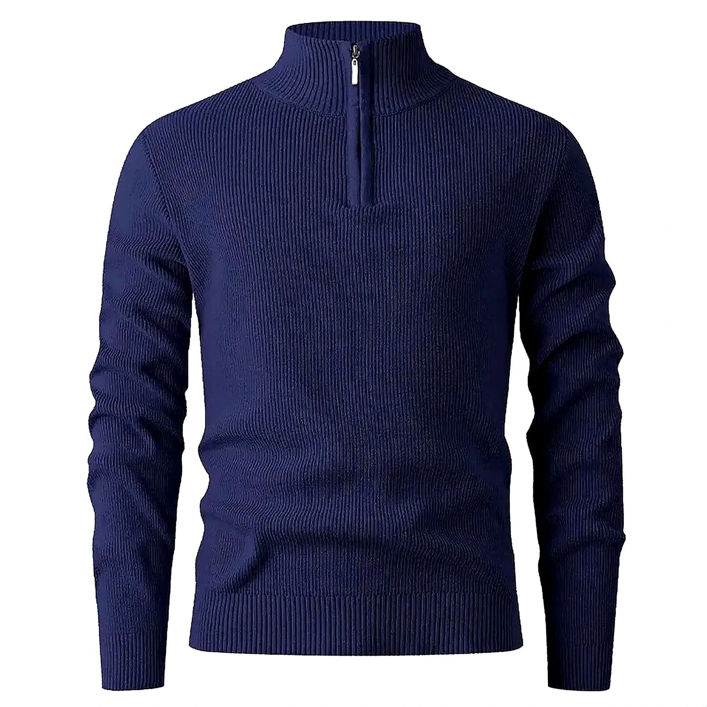 Halden Quarter Zip Knit Sweater in Navy Blue