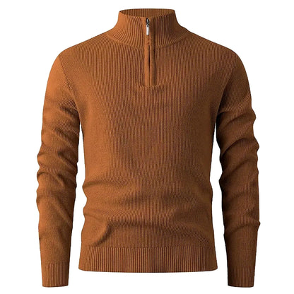 Halden Quarter Zip Knit Sweater in Beige