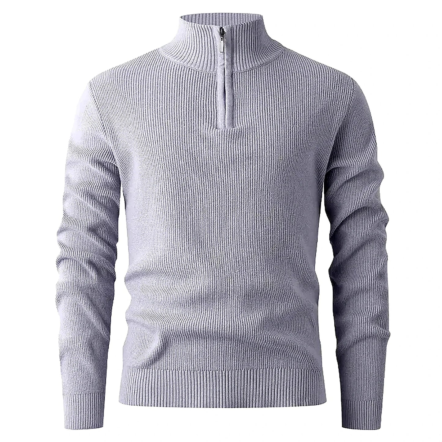 Halden Quarter Zip Knit Sweater in Grey
