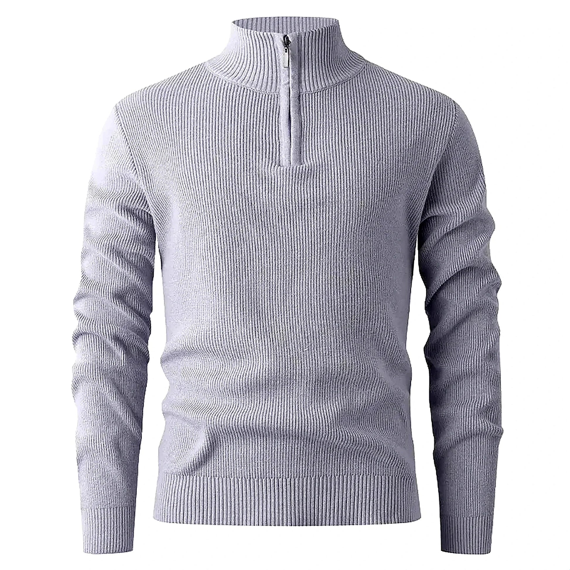 Halden Quarter Zip Knit Sweater in Grey