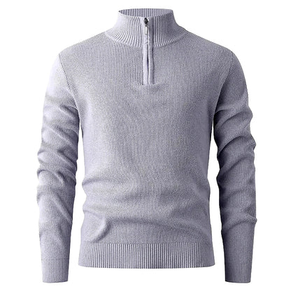 Halden Quarter Zip Knit Sweater in Grey