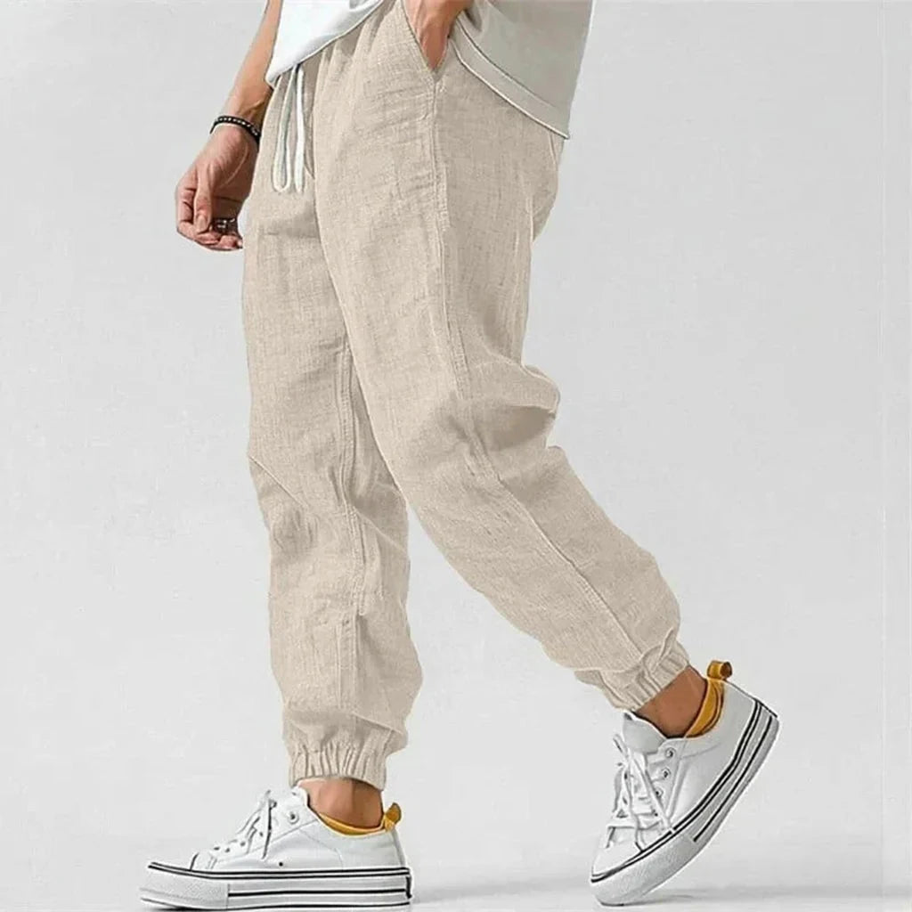 Linen joggers beige